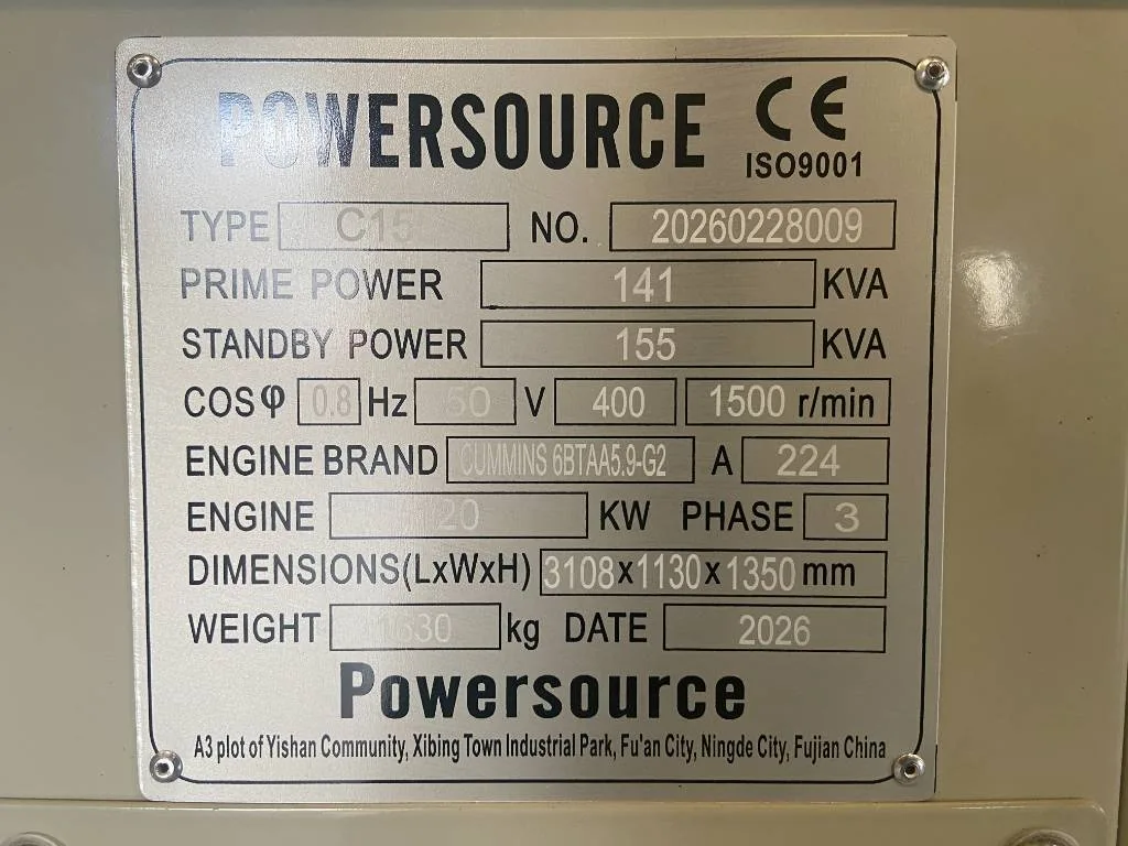 Groupe électrogène diesel Cummins 155 kVA triphasé – 6BTAA5.9-G2 — vue 5