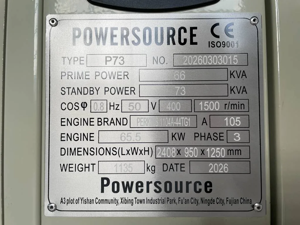 Groupe électrogène diesel Perkins 73 kVA triphasé – 1104A-44TG1 — vue 4