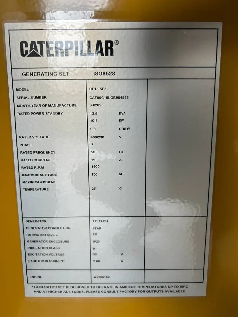 Groupe électrogène diesel Caterpillar 13 kVA triphasé – DE13.5E3 — vue 5