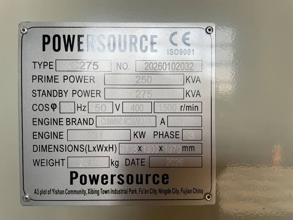 Groupe électrogène diesel Cummins 275 kVA triphasé – 6CTAA8.3-G9 — vue 5