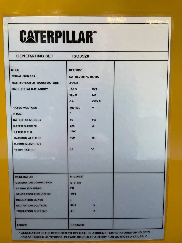 Groupe électrogène diesel Caterpillar 200 kVA triphasé – DE200GC — vue 5