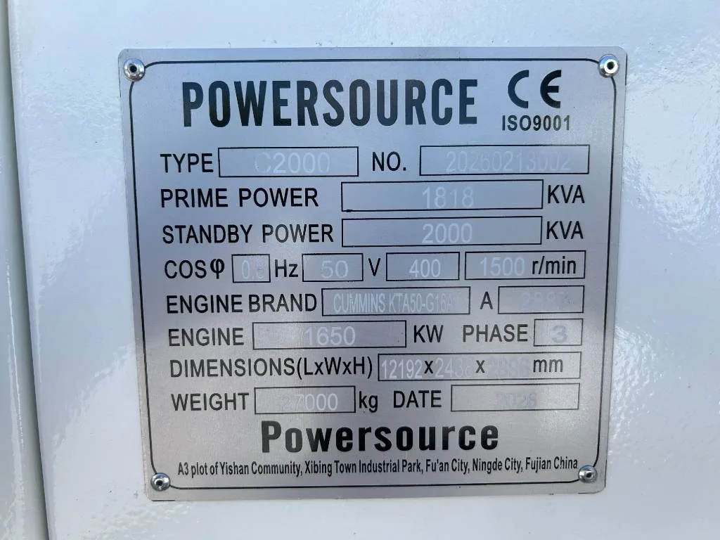 Groupe électrogène diesel Cummins 2 000 kVA triphasé – KTA50-G16A — vue 5
