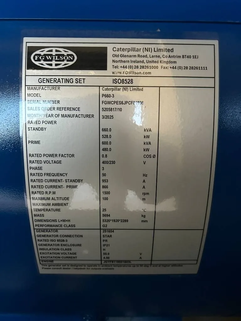 Groupe électrogène diesel FG Wilson 660 kVA triphasé – P660-3 — vue 3