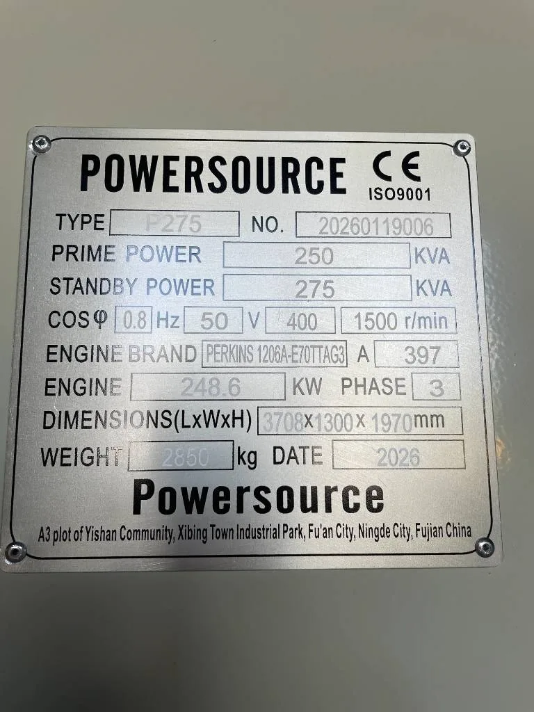 Groupe électrogène diesel Perkins 275 kVA triphasé – 1206A-E70TTAG3- 275 kVA Generator — vue 5