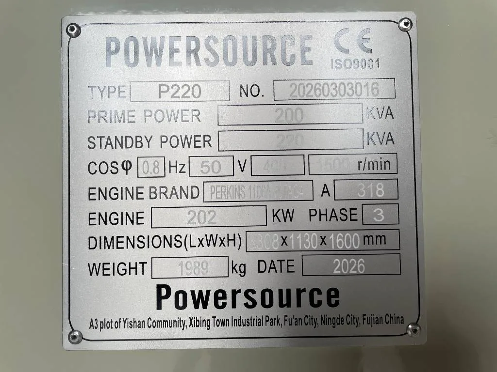 Groupe électrogène diesel Perkins 220 kVA triphasé – 1106A-70TAG4 — vue 5