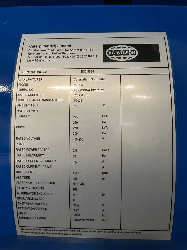 Groupe électrogène diesel FG Wilson 275 kVA triphasé – P275 — vue 4